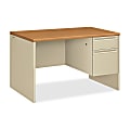 HON® 38000 48"W Right-Pedestal Computer Desk With Lock, Harvest/Putty