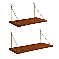 Kate and Laurel Vista Wood and Metal Wall Shelves, 9-3/4”H x 24”W x 9-7/16”D, Brown, Set Of 2 Shelves