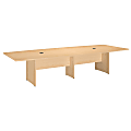 Bush Business Furniture 120"W x 48"D Boat Shaped Conference Table with Wood Base, Natural Maple, Standard Delivery