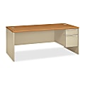 HON® 38000 72"W Right-Pedestal Computer Desk, Harvest/Putty 1 thumbnail image