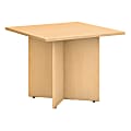 Bush Business Furniture 36"W Square Conference Table with Wood Base, Natural Maple, Premium Installation