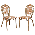 Flash Furniture 2 Pack Lourdes Indoor/Outdoor Commercial Thonet Bistro Stacking Chair, Natural & White/Light Natural Frame -2SDA6422SNWLTN 1 thumbnail image