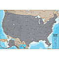 Hemispheres Scratch-Off Laminated Wall Map, 24" x 36", USA