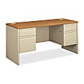 HON® 38000 Kneespace 60"W Computer Desk Credenza, Harvest/Putty