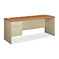 HON® 38000 72"W Left-Pedestal Computer Desk Credenza With Lock, Harvest/Putty