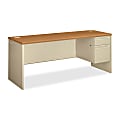 HON® 38000 72"W Right-Pedestal Computer Desk Credenza With Lock, Harvest/Putty 1 thumbnail image