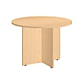 Bush Business Furniture Round Conference Table with Wood Base, 42"W, Natural Maple, Standard Delivery