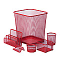Honey-Can-Do 6-Piece Mesh Desk Organizer Set, Red