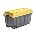 Centrex Tough Box Wheeled Tote With Lid, 64-Gallon, 46-1/2”L x 21-1/4”W x 23-1/4”H, 45% Recycled, Black/Yellow 1 thumbnail image