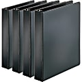 Business Source Basic Round Ring Binders, 1 1/2" Ring, 8 1/2" x 11", Black, Pack Of 4 1 thumbnail image