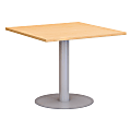 Bush Business Furniture 36"W Square Conference Table with Metal Disc Base, Natural Maple, Premium Installation