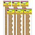 Teacher Created Resources Scalloped Border Trim, 2-3/16'' x 35'', Burlap, 12 Boarders Per Pack, Set Of 6 Packs