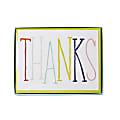 Sincerely A Collection by C.R. Gibson® Top-Fold Boxed Notes, 3 3/4" X 5", Multicolor Thank You, Pack Of 10