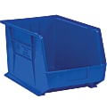 Partners Brand Plastic Stack & Hang Bin Boxes, Medium Size, 16" x 11" x 8", Blue, Pack Of 4