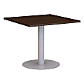Bush Business Furniture 36"W Square Conference Table with Metal Disc Base, Mocha Cherry, Premium Installation