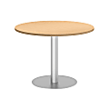 Bush Business Furniture 42"W Round Conference Table with Metal Disc Base, Natural Maple, Standard Delivery