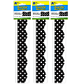 Teacher Created Resources Magnetic Borders, 24" x 1-1/2", Black Polka Dots, 12 Boarders Per Pack, Set Of 3 Packs