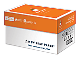 New Leaf® Premium Laser And Inkjet Paper, Letter Size (8 1/2" x 11"), 24 Lb, 100% Recycled, 500 Sheets Per Ream, Case Of 5 Reams