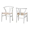 Baxton Studio Paxton Wood Dining Accent Chair Set, White, Set Of 2 Chairs