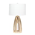 Lalia Home Wooded Arch Farmhouse Table Lamp, 29-1/2"H, White Shade/Natural Base