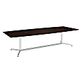 Bush Business Furniture 120"W x 48"D Boat Shaped Conference Table with Metal Base, Mocha Cherry/Silver, Premium Installation