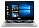 ASUS® VivoBook Flip 14 2-In-1 Laptop, 14" Screen, Intel® Celeron®, 4GB Memory, 64GB eMMC Storage, Windows® 10 Home in S Mode, Light Grey, J401MA-OS04T