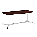 Bush Business Furniture 72"W x 36"D Boat Shaped Conference Table with Metal Base, Harvest Cherry/Silver, Standard Delivery