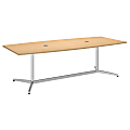 Bush Business Furniture 96"W x 42"D Boat Shaped Conference Table with Metal Base, Natural Maple/Silver, Premium Installation