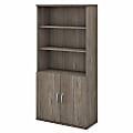 Bush Business Furniture Studio C 73"H 5-Shelf Bookcase With Doors, Modern Hickory, Standard Delivery 1 thumbnail image