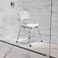Flash Furniture Hercules Adjustable Bath And Shower Chair With Back, 33-1/4"H x 19"W x 20"D, White