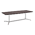 Bush Business Furniture 96"W x 42"D Boat Shaped Conference Table with Metal Base, Harvest Cherry/Silver, Premium Installation