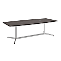 Bush Business Furniture 96"W x 42"D Boat Shaped Conference Table with Metal Base, Mocha Cherry/Silver, Premium Installation