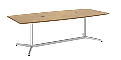 Bush Business Furniture Conference Table Kit, Boat-Shaped, Metal Base, 96"D x 42"W, Modern Cherry, Standard Delivery