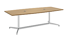 Bush Business Furniture Conference Table Kit, Boat-Shaped, Metal Base, 96"D x 42"W, Modern Cherry, Premium Installation