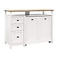Sauder® Cottage Road TV Credenza For 55" TVs With Hidden Pull-Out Desk, 39"H x 53-1/8"W x 21-3/4"D, White/Lintel Oak 1 thumbnail image