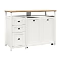 Sauder® Cottage Road TV Credenza For 55" TVs With Hidden Pull-Out Desk, 39"H x 53-1/8"W x 21-3/4"D, White/Lintel Oak