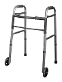 Medline Junior Adjustable Aluminum/Steel 2-Button Folding Walker, 32" - 38"H, With 5" Wheels 1 thumbnail image