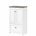 Bush Furniture Fairview 2-Door Storage Cabinet With File Drawer, Shiplap Gray/Pure White, Standard Delivery 1 thumbnail image