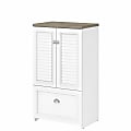 Bush Furniture Fairview 2-Door Storage Cabinet With File Drawer, Shiplap Gray/Pure White, Standard Delivery