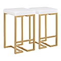 LumiSource Midas Counter Stools, Gold/White, Set Of 2 Stools