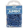 JAM Paper® Paper Clips, Pack Of 75, Jumbo, Baby Blue