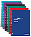Just Basics® Wirebound Notebook, 8" x 10-1/2", College Ruled, 70 Sheets, Assorted Colors, Pack Of 6