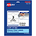 Avery® Glossy Permanent Labels With Sure Feed®, 94117-CGF25, Cigar, 2-3/8" x 8", Clear, Pack Of 75 1 thumbnail image