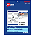 Avery® Glossy Permanent Labels With Sure Feed®, 94117-CGF25, Cigar, 2-3/8" x 8", Clear, Pack Of 75