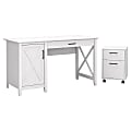 Bush Furniture Key West 54"W Computer Desk With Storage And 2-Drawer Mobile File Cabinet, Pure White Oak, Standard Delivery 1 thumbnail image