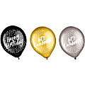 Amscan Go Brightly Latex Balloons, Happy Birthday Confetti, Pack Of 12 Balloons