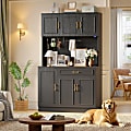 Bestier 41" Storage Hutch Desk with LED & Power Outlet, Wood Tall Kitchen Pantry Buffet Cabinet, Black 1 thumbnail image