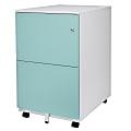 Aurora SOHO 25"D Vertical 2-Drawer Mobile File Cabinet, Metal, White/Aqua Blue