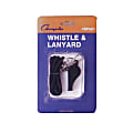 Champion Sports Plastic Whistle With Nylon Lanyard, Black
