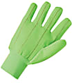 Hi-Viz Knit-Wrist Cuff Canvas Gloves, Large, Green, Pack Of 12